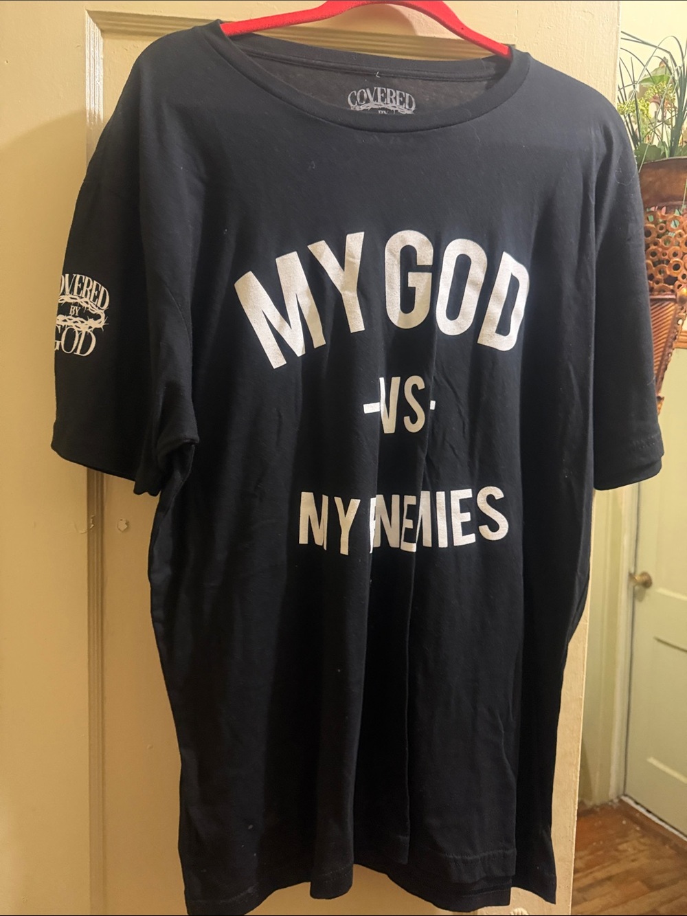 Covered By God Black Graphic Tee - "My God vs My Enemies"